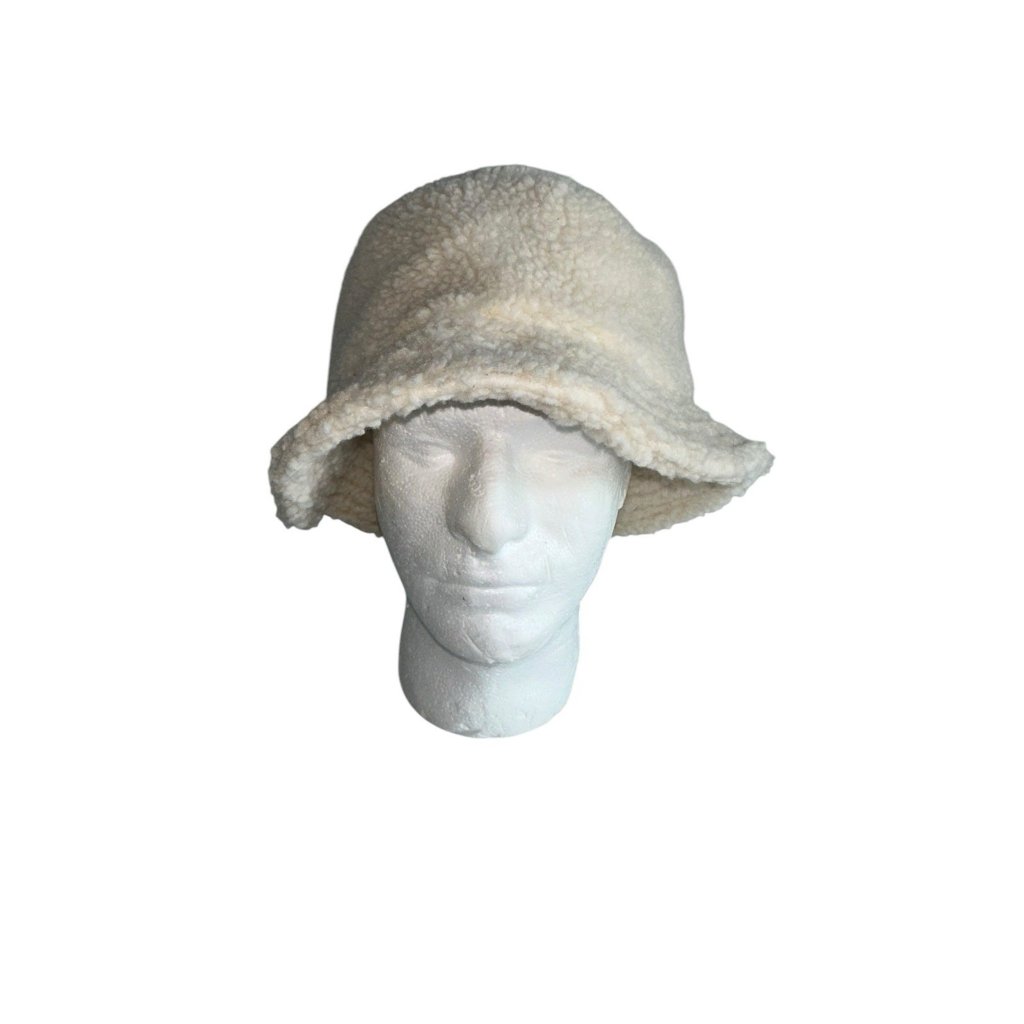 Hollister Sherpa Fuzzy Bucket Hat Off White Cream One Size